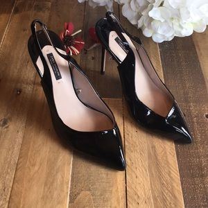 Zara Black Patent Leather Slingback Size 40